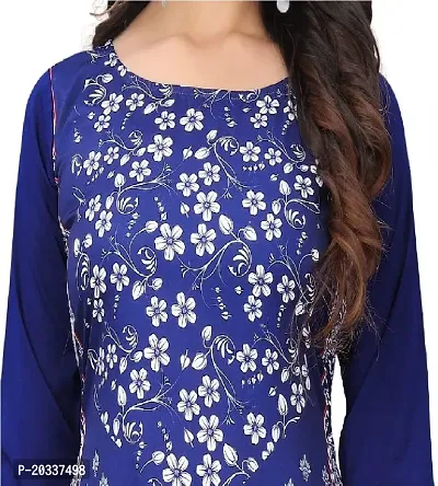 SANSKRUTI FASHION Women's Crepe Digital Print Straight Kurta (S, Blue)-thumb5