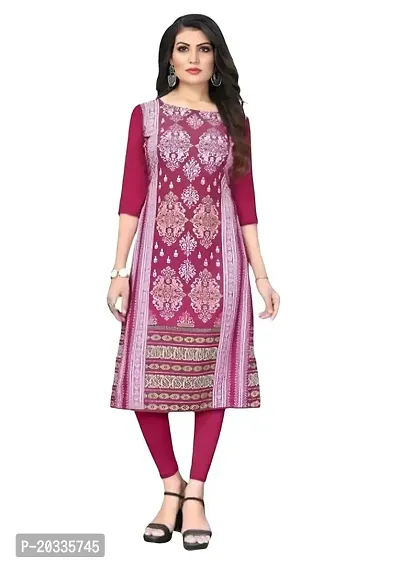 Lemon Tart Women's Crepe Printed Straight Kurti Size - Small Color-Pink (VOL-27-S)