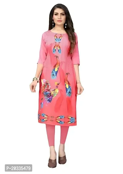 Lemon Tart Women's Crepe Printed Straight Kurti Size- Medium Color-Pink (VOL-36-M)-thumb0