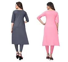 SANSKRUTI FASHION Women's Crepe Digital Print Straight Kurta(Pack of 2) (S, LIGHTGREYTOMATOPINK)-thumb1