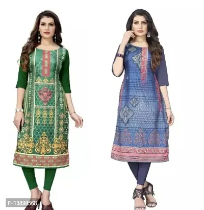 Reliable Crepe Printed Straight Kurta For Women- Pack Of 2