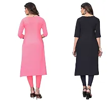 SANSKRUTI FASHION Women's Crepe Digital Print Straight Kurta(Pack of 2) (S, RosepinkBABYGREEN)-thumb1