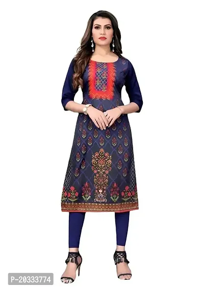 Lemon Tart Women's Crepe Printed Straight Kurti Size- X-Small Color-Dark Blue (VOL-08-XXL)-thumb0