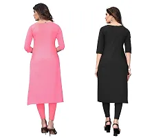 SANSKRUTI FASHION Women's Crepe Digital Print Straight Kurta(Pack of 2) (XXL, PeachBlack)-thumb1