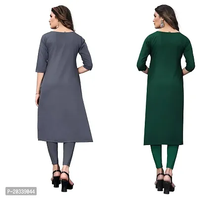 SANSKRUTI FASHION Women's Crepe Digital Print Straight Kurta(Pack of 2) (XL, GreySeagreen)-thumb2