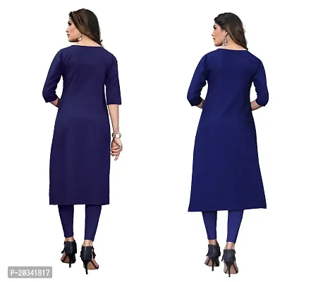 SANSKRUTI FASHION Women's Crepe Digital Print Straight Kurta(Pack of 2) (L, NAVYBLUEBLUEVIOLOT)-thumb2