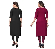 SANSKRUTI FASHION Women's Crepe Digital Print Straight Kurta(Pack of 2) (M, BlackDARKPURPEL)-thumb1