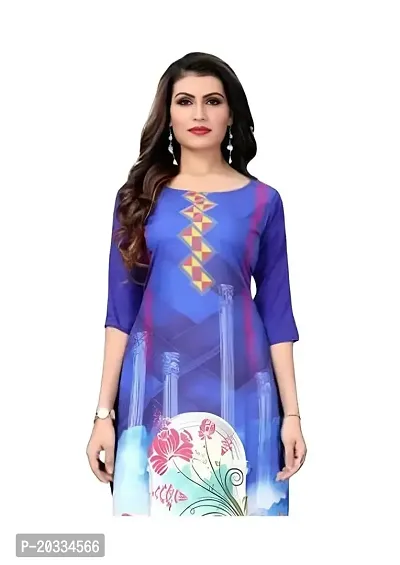 Lemon Tart Women's Crepe Printed Straight Kurti Size- X-Large Color-Blue (VOL-02-XL)-thumb2