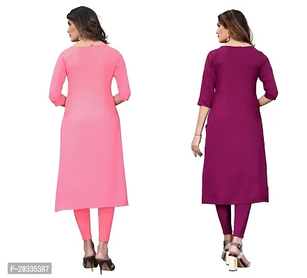 SANSKRUTI FASHION Women's Crepe Digital Print Straight Kurta(Pack of 2) (XXL, PeachDARKPURPEL)-thumb2