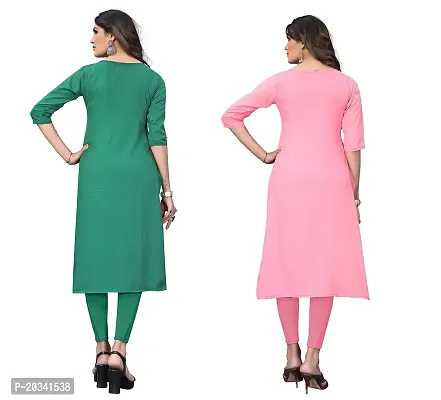 SANSKRUTI FASHION Women's Crepe Digital Print Straight Kurta(Pack of 2) (XXL, SeagreenRosepink)-thumb2