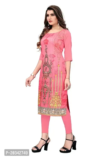 SANSKRUTI FASHION Women's Crepe Digital Print Straight Kurta(Pack 2) (L, PeachCORALPINK)-thumb4