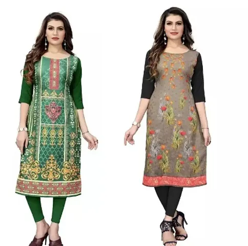 Pack Of 2- Stylish Crepe Kurtis