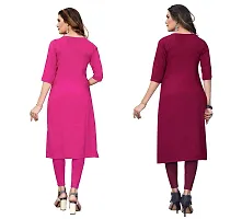 SANSKRUTI FASHION Women's Crepe Digital Print Straight Kurta(Pack of 2) (XXL, PinkPURPEL)-thumb1