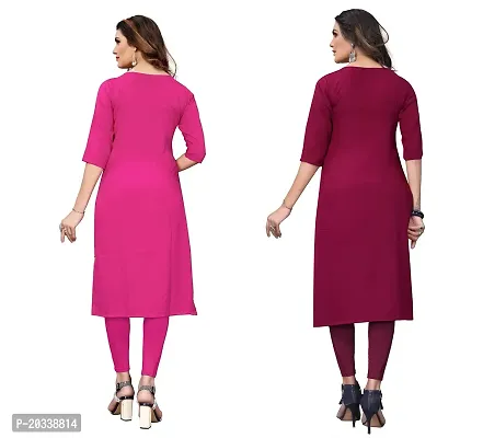 SANSKRUTI FASHION Women's Crepe Digital Print Straight Kurta(Pack of 2) (XXL, PinkPURPEL)-thumb2