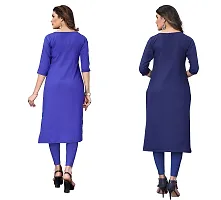 SANSKRUTI FASHION Women's Crepe Digital Print Straight Kurta(Pack of 2) (S, BLUEVIOLOTDODGEBLUE)-thumb1