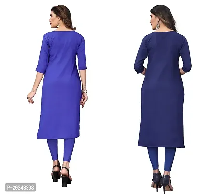 SANSKRUTI FASHION Women's Crepe Digital Print Straight Kurta(Pack of 2) (S, BLUEVIOLOTDODGEBLUE)-thumb2