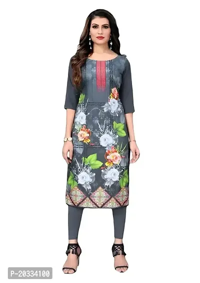 Lemon Tart Women's Crepe Printed Straight Kurti Size- X-Small Color-Grey (VOL-19-XXL)