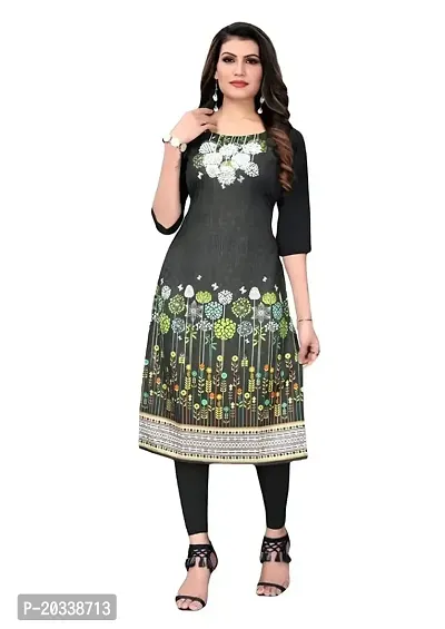 Lemon Tart Women's Crepe Printed Straight Kurti Size- X-Small Color-Black (VOL-16-XS)