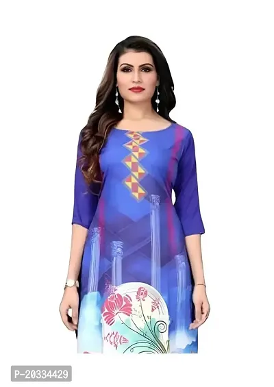 Lemon Tart Women's Crepe Printed Straight Kurti Size- Medium Color-Blue (VOL-02-M)-thumb2