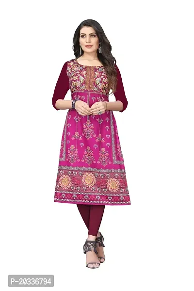 SANSKRUTI FASHION Women's Crepe Digital Print Straight Kurta (XXL, Purple)-thumb0