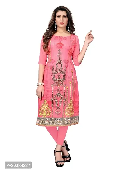 SANSKRUTI FASHION Women's Crepe Digital Print Straight Kurta (S, HOT Pink)