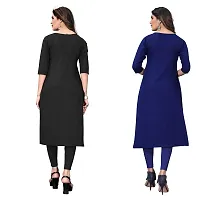 SANSKRUTI FASHION Women's Crepe Digital Print Straight Kurta(Pack of 2) (L, BlackNAVYBLUE)-thumb1