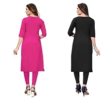 SANSKRUTI FASHION Women's Crepe Digital Print Straight Kurta(Pack of 2) (XL, PinkDARKBLACK)-thumb1