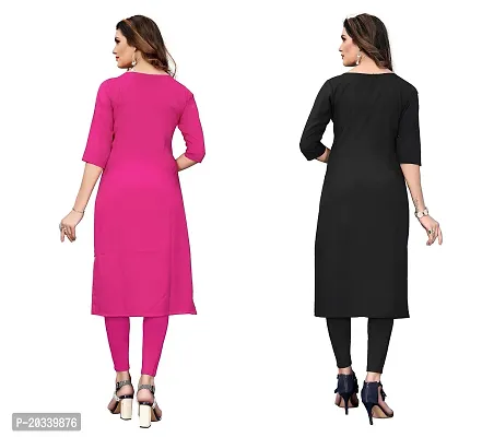 SANSKRUTI FASHION Women's Crepe Digital Print Straight Kurta(Pack of 2) (XL, PinkDARKBLACK)-thumb2