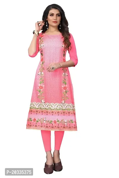 SANSKRUTI FASHION Women's Crepe Digital Print Straight Kurta (S, Pink)-thumb0