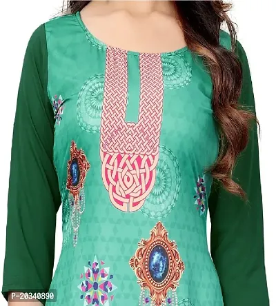 SANSKRUTI FASHION Women's Crepe Digital Print Straight Kurta(Pack 2) (M, DarkGreenCream)-thumb5