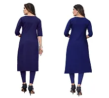 SANSKRUTI FASHION Women's Crepe Digital Print Straight Kurta(Pack of 2) (M, DARKBLUENAVYBLUE)-thumb1