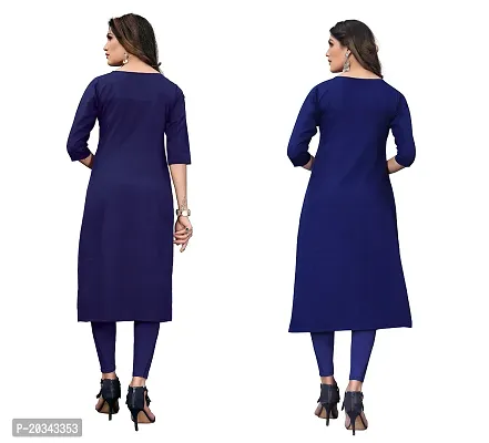 SANSKRUTI FASHION Women's Crepe Digital Print Straight Kurta(Pack of 2) (M, DARKBLUENAVYBLUE)-thumb2