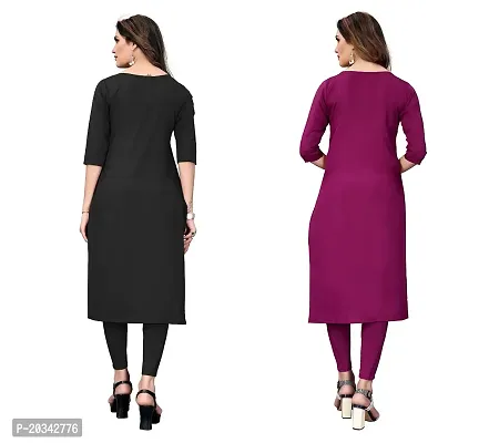 SANSKRUTI FASHION Women's Crepe Digital Print Straight Kurta(Pack of 2) (XXL, BlackPURPEL)-thumb2