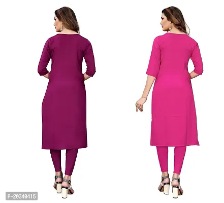 SANSKRUTI FASHION Women's Crepe Digital Print Straight Kurta(Pack of 2) (S, PURPELPink)-thumb2