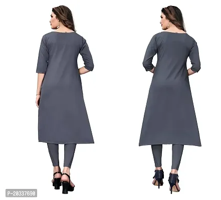 SANSKRUTI FASHION Women's Crepe Digital Print Straight Kurta(Pack of 2) (XXL, GreyLIGHTGREY)-thumb2