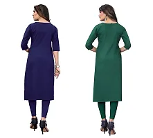 SANSKRUTI FASHION Women's Crepe Digital Print Straight Kurta(Pack of 2) (L, NAVYBLUEOliveGreen)-thumb1