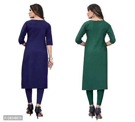 SANSKRUTI FASHION Women's Crepe Digital Print Straight Kurta(Pack of 2) (L, NAVYBLUEOliveGreen)-thumb2