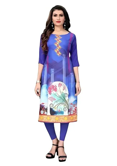 Tart Women's Crepe Straight Kurti Size- Medium Color-Blue (VOL-02-M)