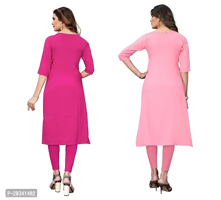 SANSKRUTI FASHION Women's Crepe Digital Print Straight Kurta(Pack 2) (S, PinkRosepink)-thumb2