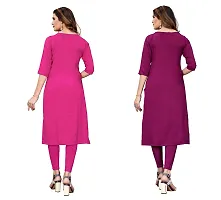 SANSKRUTI FASHION Women's Crepe Digital Print Straight Kurta(Pack 2) (L, PinkDARKPURPEL)-thumb1