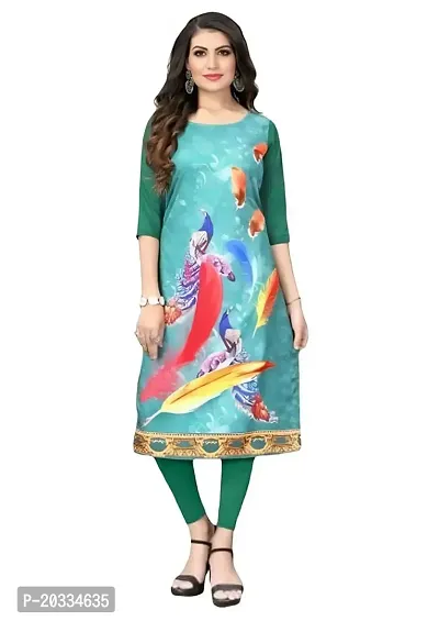 Lemon Tart Women's Crepe Printed Straight Kurti Size- X-Small Color-Green (VOL-28-XXL)-thumb0