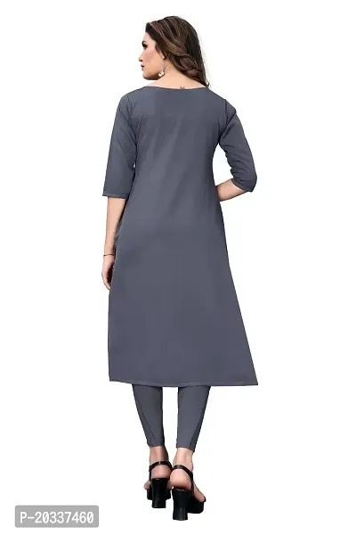 SANSKRUTI FASHION Women's Crepe Digital Print Straight Kurta (S, Grey)-thumb2