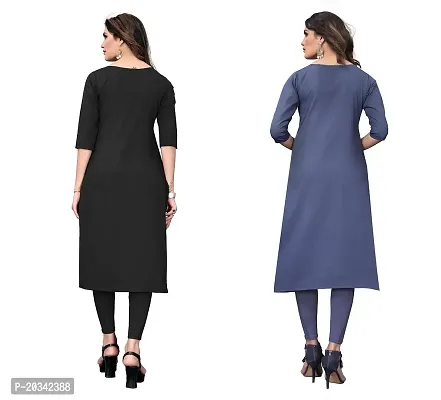 SANSKRUTI FASHION Women's Crepe Digital Print Straight Kurta(Pack of 2) (M, DARKBLACKSLATEGREY)-thumb2