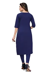 SANSKRUTI FASHION Women's Crepe Digital Print Straight Kurta (L, Navy Blue)-thumb1