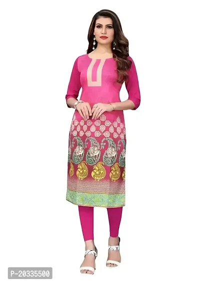 Lemon Tart Women's Crepe Printed Straight Kurti Size- Medium Color-Pink (VOL-09-M)-thumb0