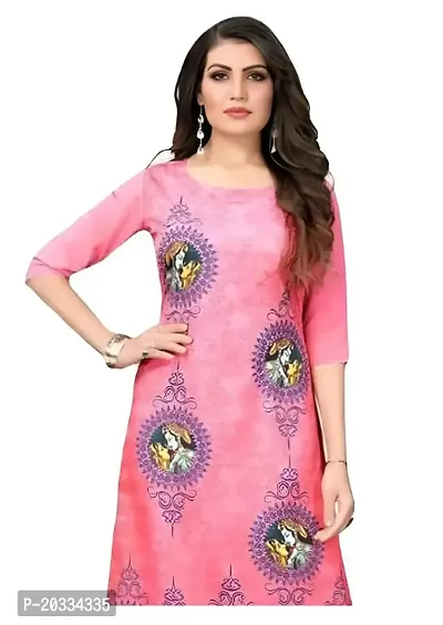 Lemon Tart Women's Crepe Printed Straight Kurti Size- Medium Color-Pink (VOL-33-M)-thumb2