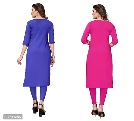 SANSKRUTI FASHION Women's Crepe Digital Print Straight Kurta(Pack of 2) (XXL, BlueHOTPINK)-thumb2