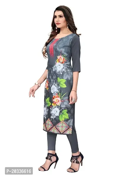 SANSKRUTI FASHION Women's Crepe Digital Print Straight Kurta (XXL, Black Grey)-thumb4