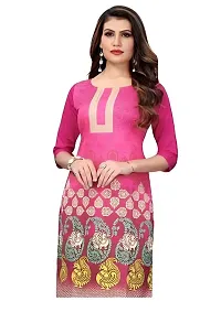 Lemon Tart Women's Crepe Printed Straight Kurti Size- X-Small Color-Pink (VOL-09-XXL)-thumb1