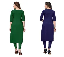 SANSKRUTI FASHION Women's Crepe Digital Print Straight Kurta(Pack of 2) (L, GreenINDIGOBLUE)-thumb1